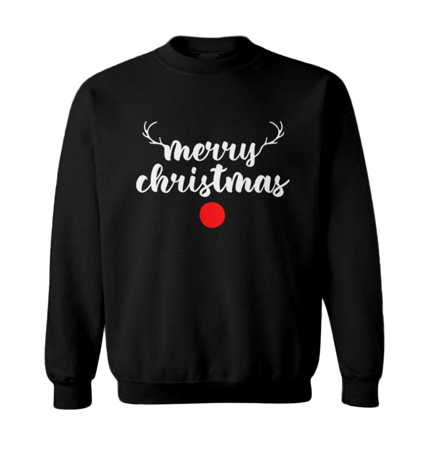 Merry Christmas Rudolph Nose - Xmas Reindeer Holiday Toddler Crewneck Sweater - Picture 2 of 8