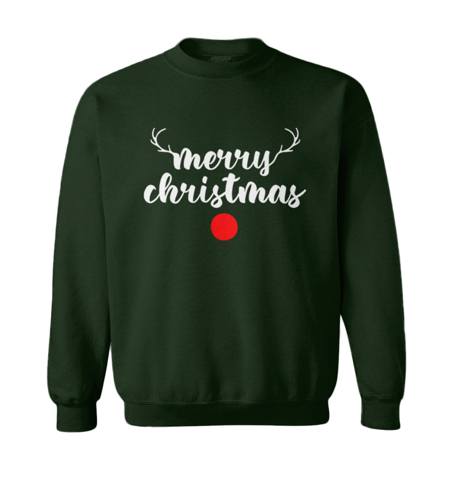 Merry Christmas Rudolph Nose - Xmas Reindeer Holiday Toddler Crewneck Sweater - Picture 3 of 8