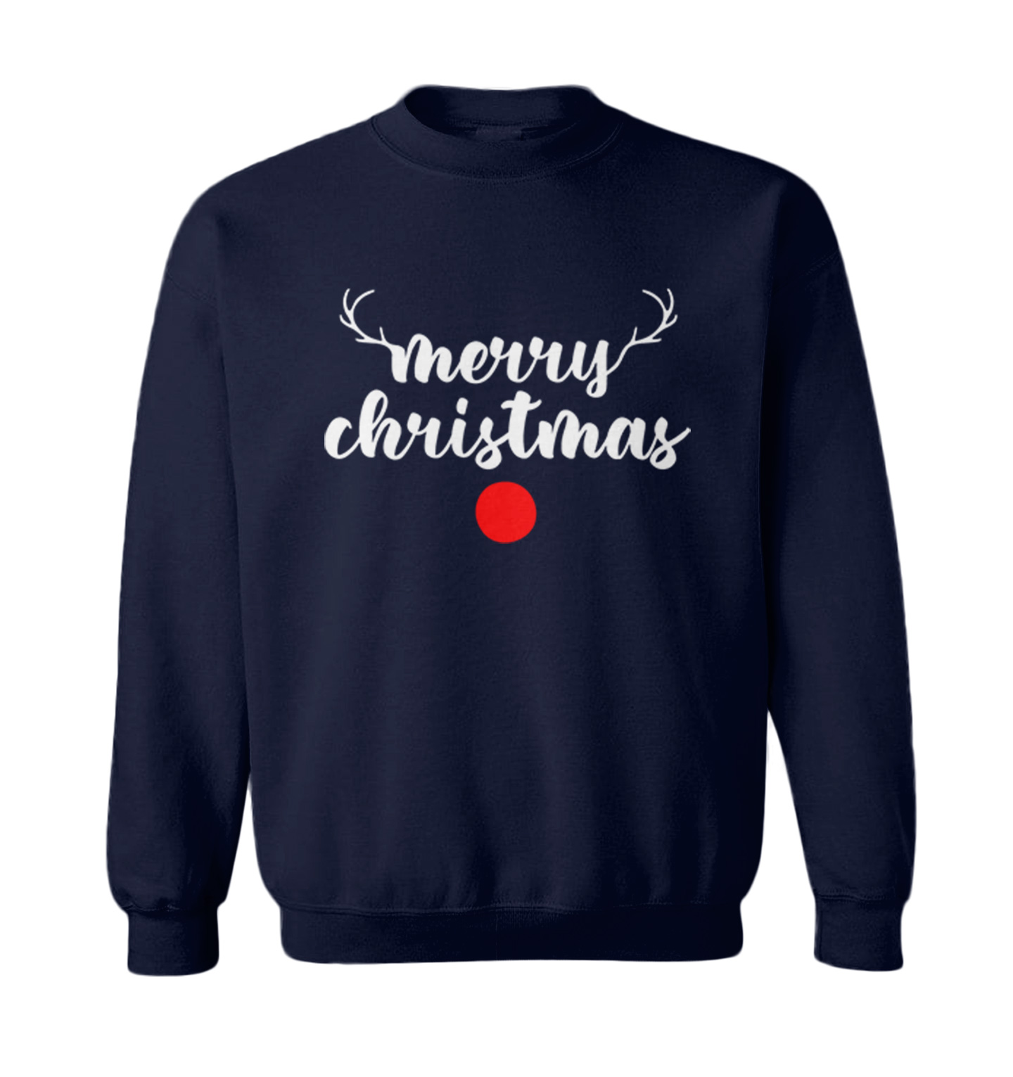 Merry Christmas Rudolph Nose - Xmas Reindeer Holiday Toddler Crewneck Sweater - Picture 5 of 8