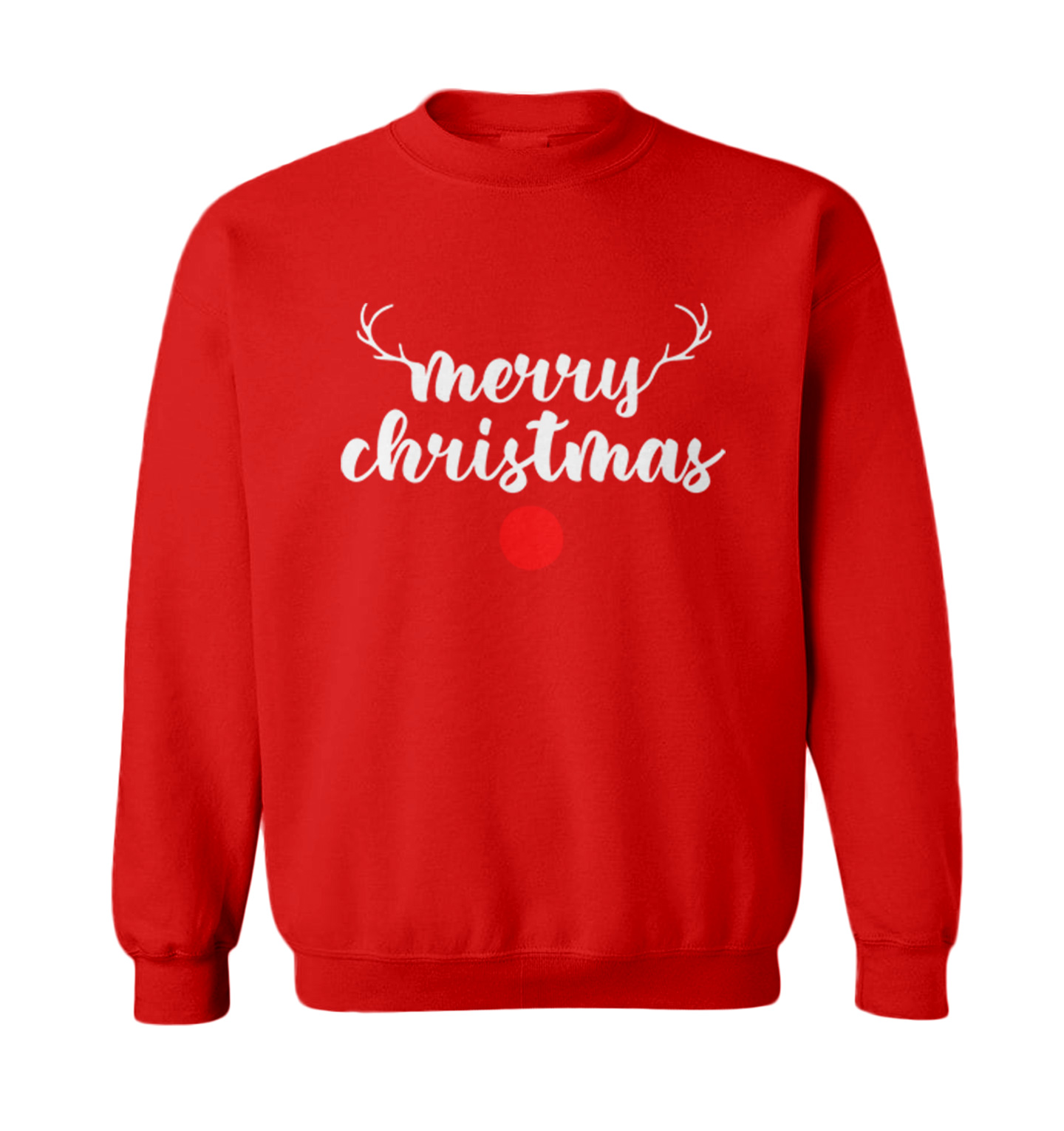 Merry Christmas Rudolph Nose - Xmas Reindeer Holiday Toddler Crewneck Sweater - Picture 7 of 8