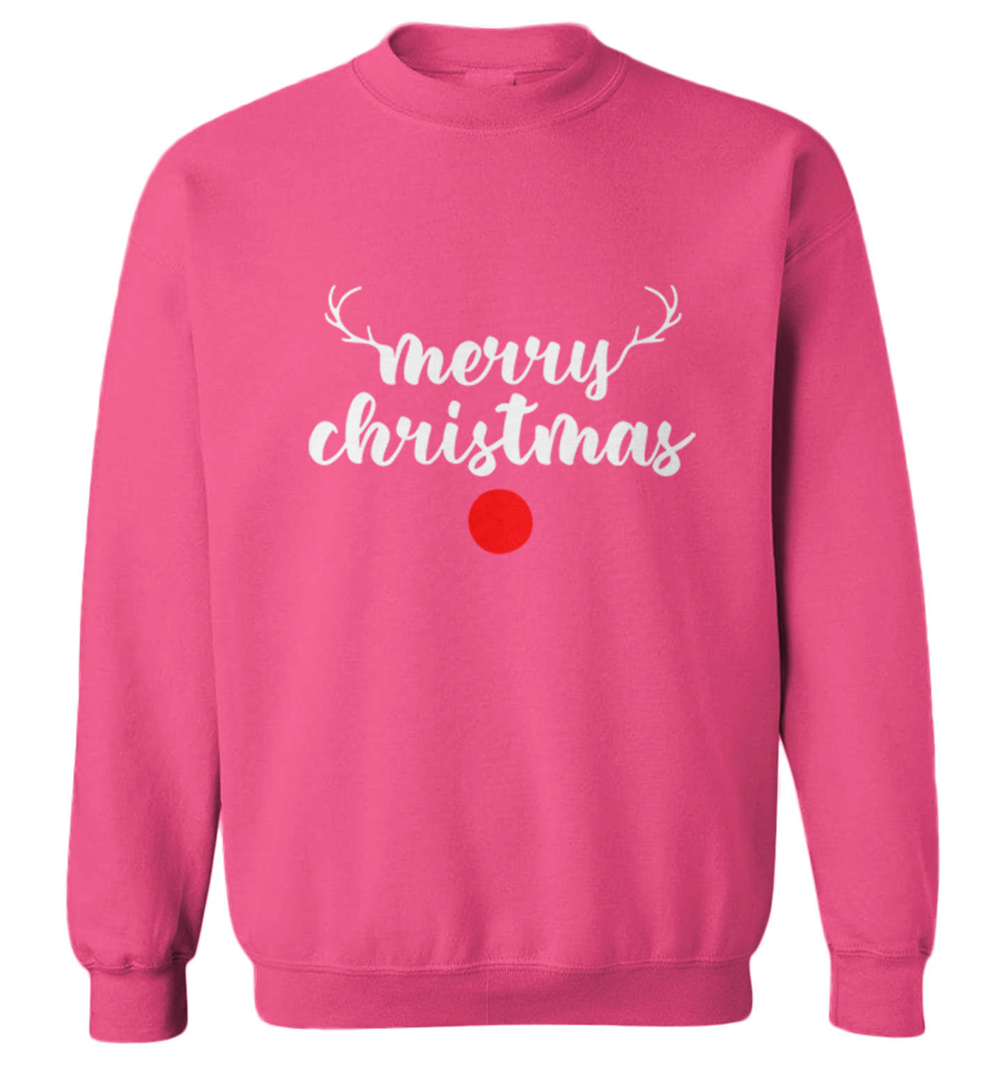 Merry Christmas Rudolph Nose - Xmas Reindeer Holiday Toddler Crewneck Sweater - Picture 6 of 8