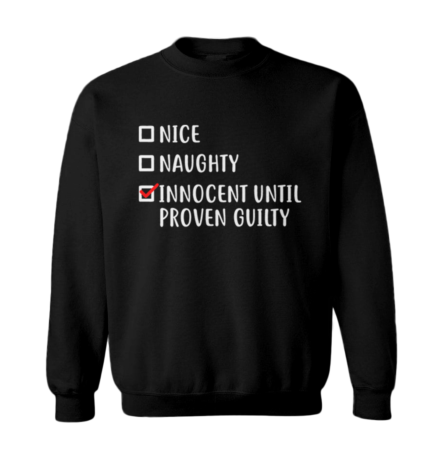 Innocent Until Proven Guilty - Nice Naughty Christmas Toddler Crewneck Sweater - Picture 2 of 8
