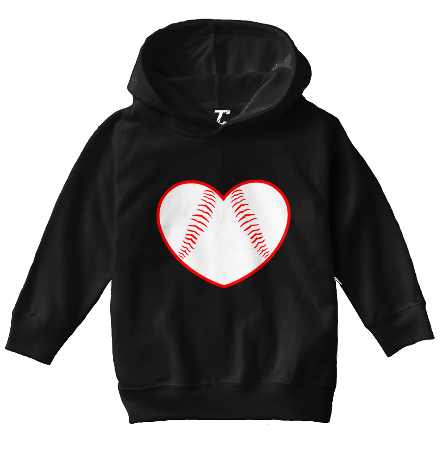 Baseball Heart - Love Sports Fan Seams Valentine's Day Toddler/Youth Hoodie - Picture 2 of 12