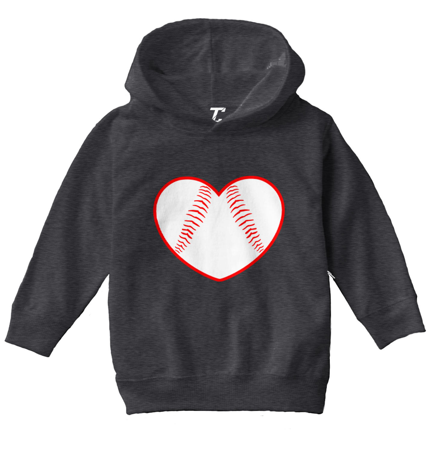 Baseball Heart - Love Sports Fan Seams Valentine's Day Toddler/Youth Hoodie - Picture 3 of 12