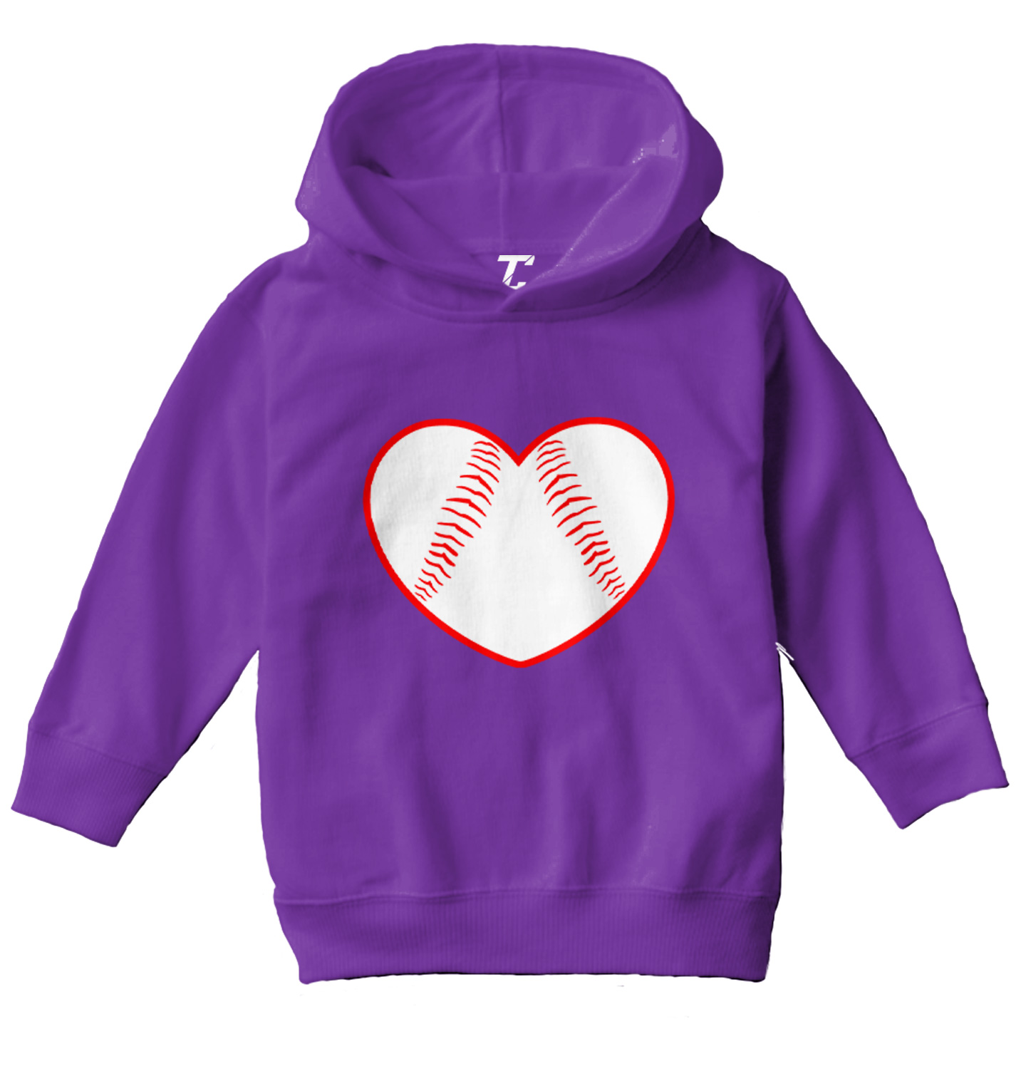 Baseball Heart - Love Sports Fan Seams Valentine's Day Toddler/Youth Hoodie - Picture 9 of 12