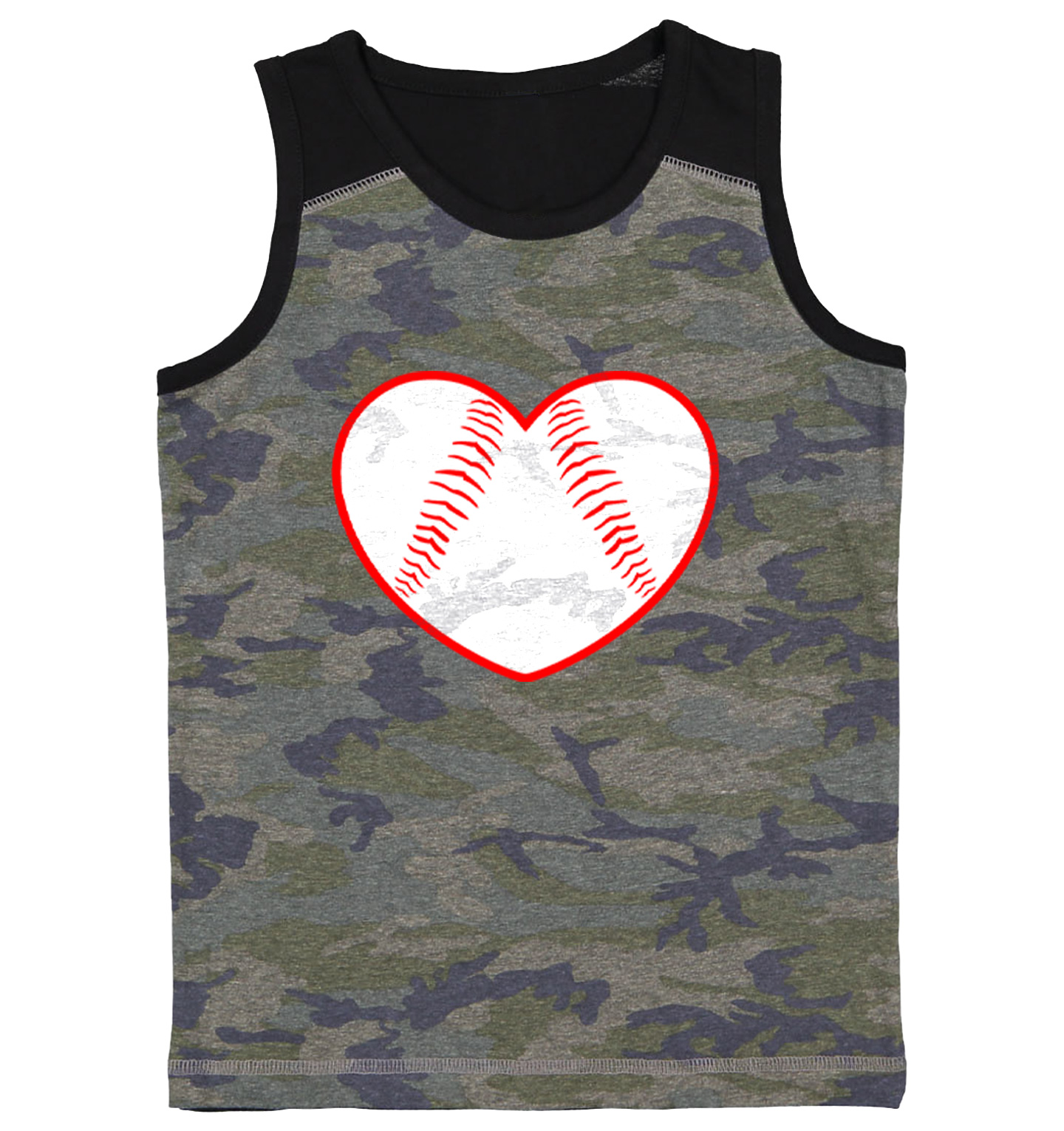 Baseball Heart - Love Sports Fan Seams Valentine's Day Youth Contrast Tank Top - Picture 2 of 7