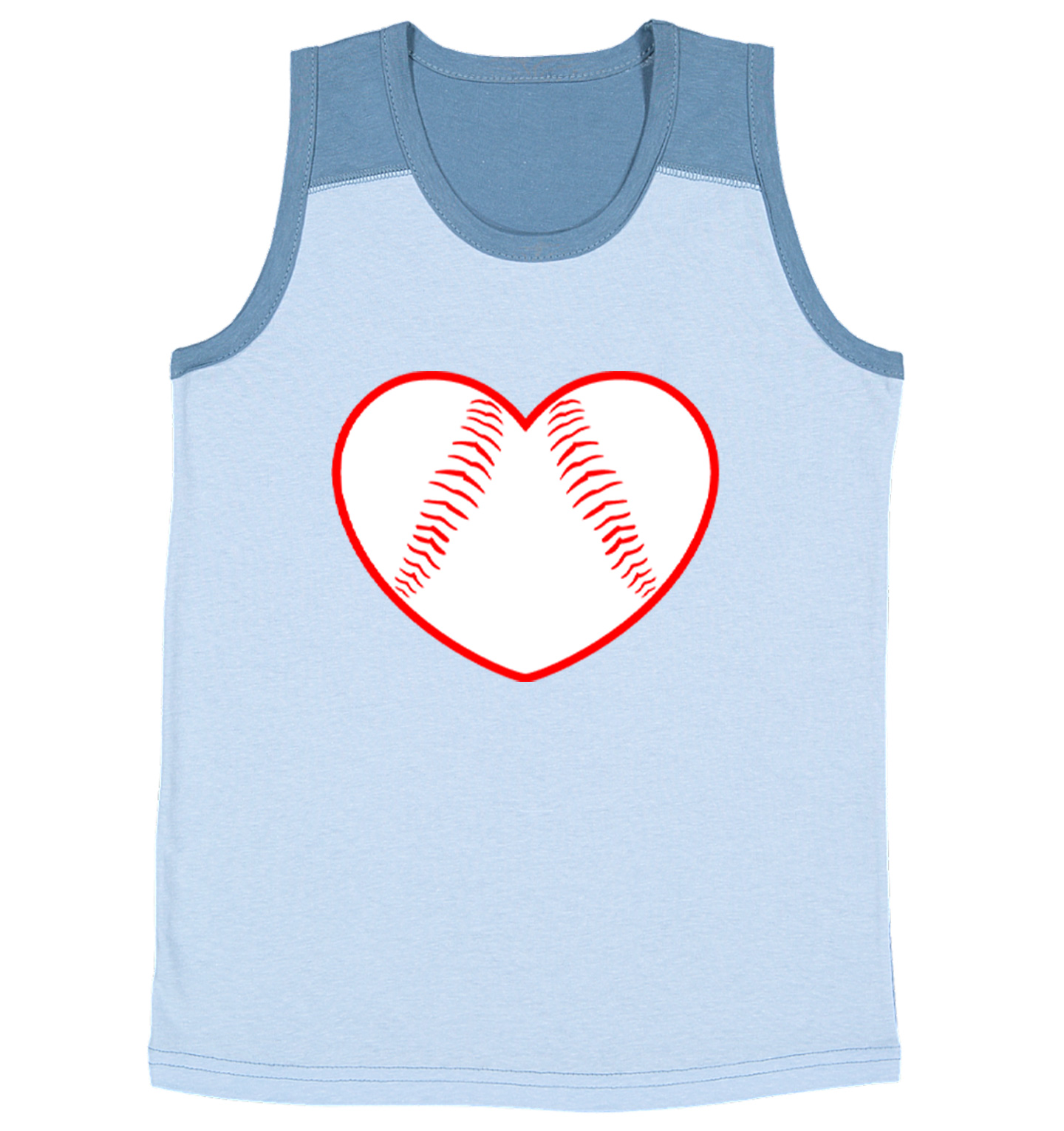 Baseball Heart - Love Sports Fan Seams Valentine's Day Youth Contrast Tank Top - Picture 4 of 7
