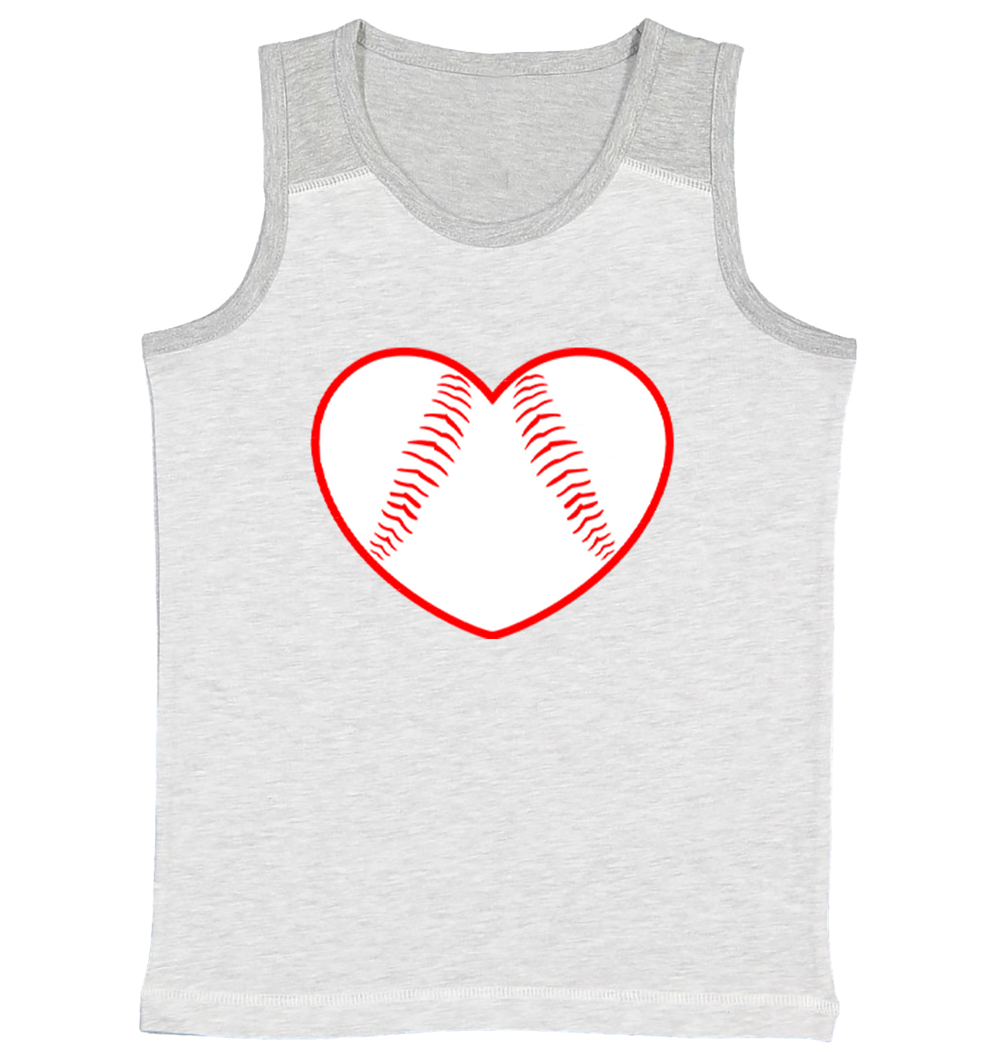 Baseball Heart - Love Sports Fan Seams Valentine's Day Youth Contrast Tank Top - Picture 5 of 7