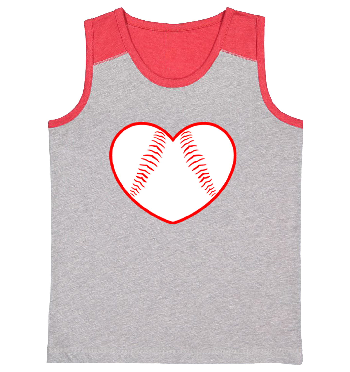 Baseball Heart - Love Sports Fan Seams Valentine's Day Youth Contrast Tank Top - Picture 7 of 7
