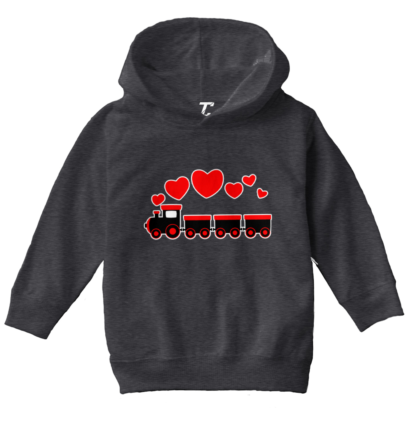 Train With Heart Smoke Trail - Choo Choo Valentine Toddler/Youth Hoodie - Picture 3 of 12