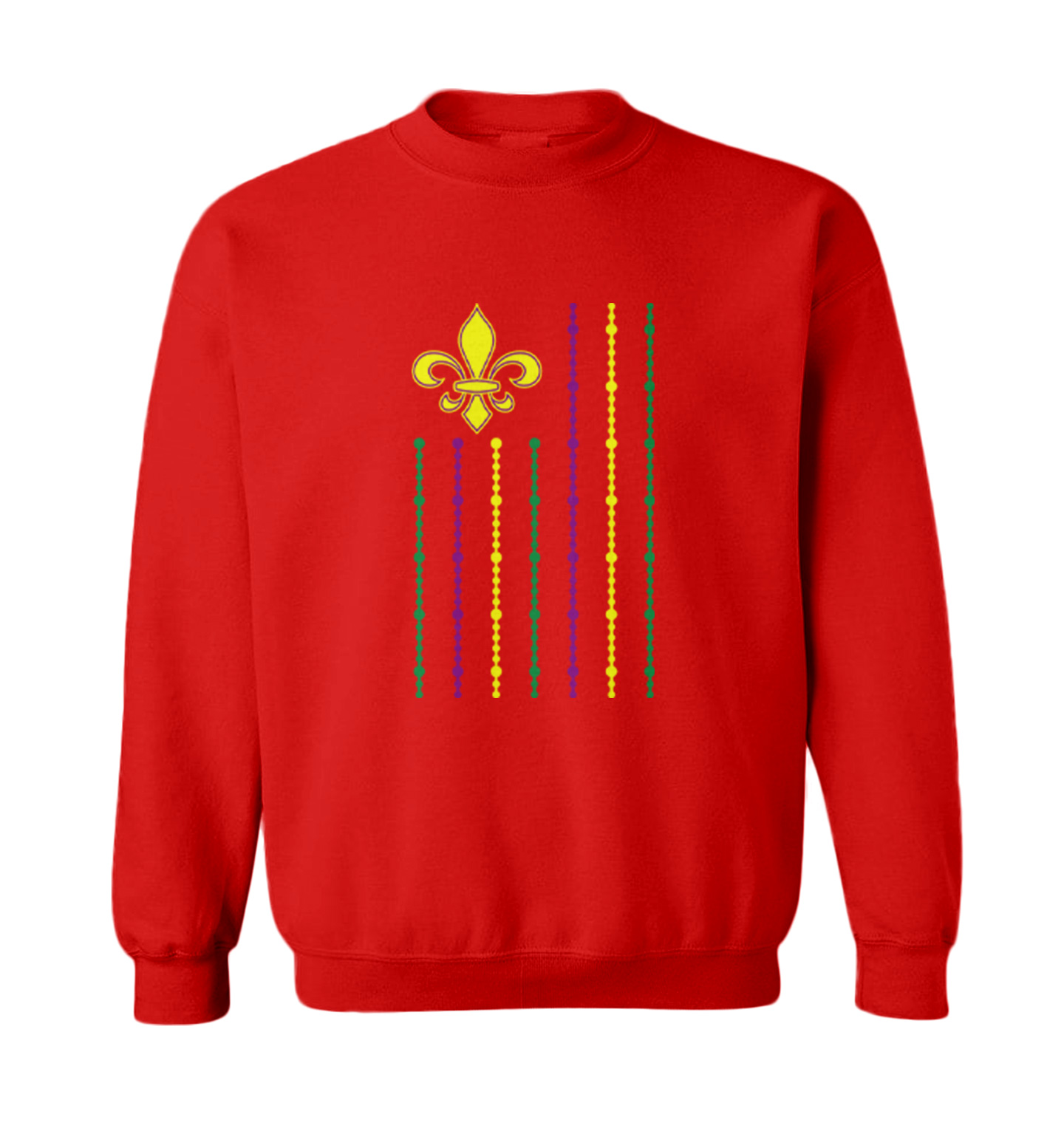 Fleur De Lis Flag With Beads Stripes - Mardi Gras NOLA Toddler Crewneck Sweater - Picture 7 of 8