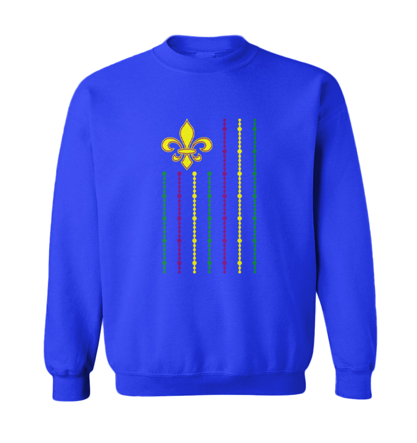 Fleur De Lis Flag With Beads Stripes - Mardi Gras NOLA Toddler Crewneck Sweater - Picture 8 of 8