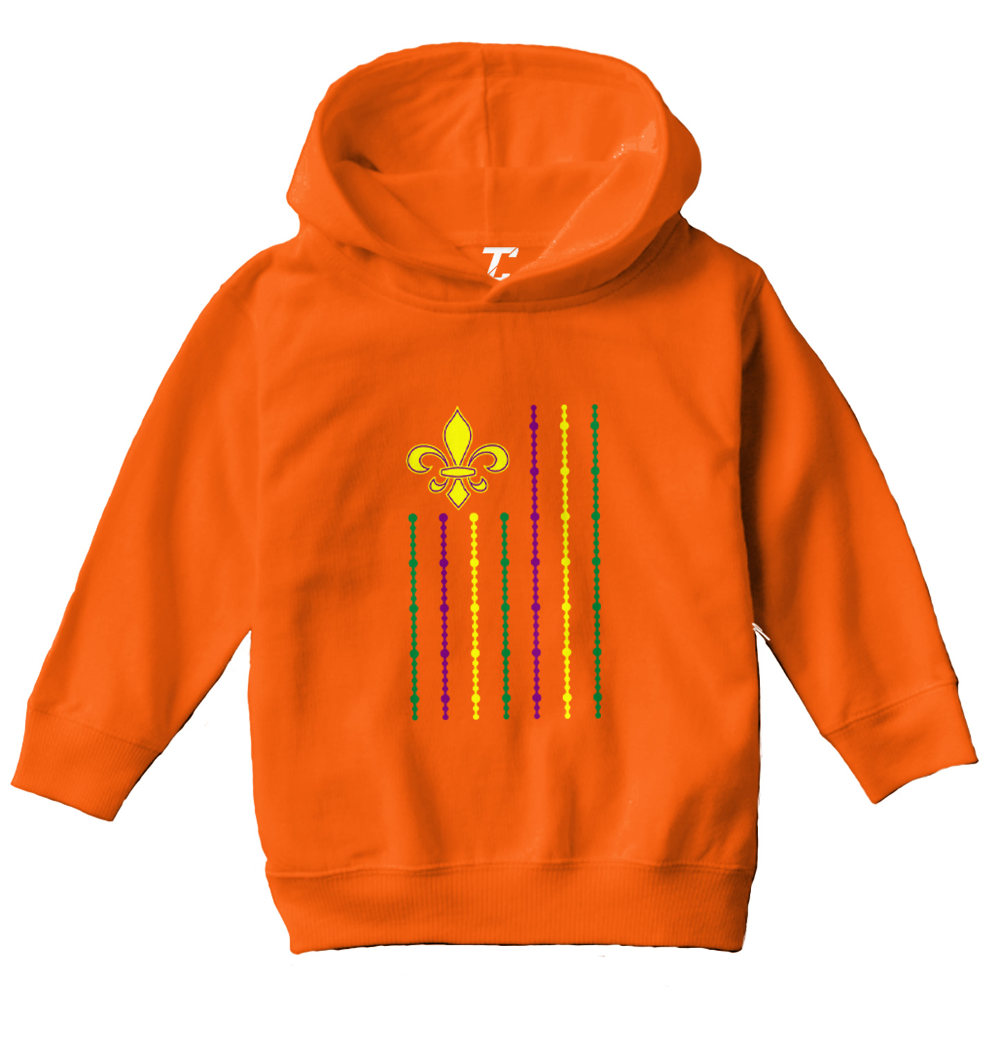 Fleur De Lis Flag With Beads Stripes - Mardi Gras NOLA Toddler/Youth Hoodie - Picture 8 of 12