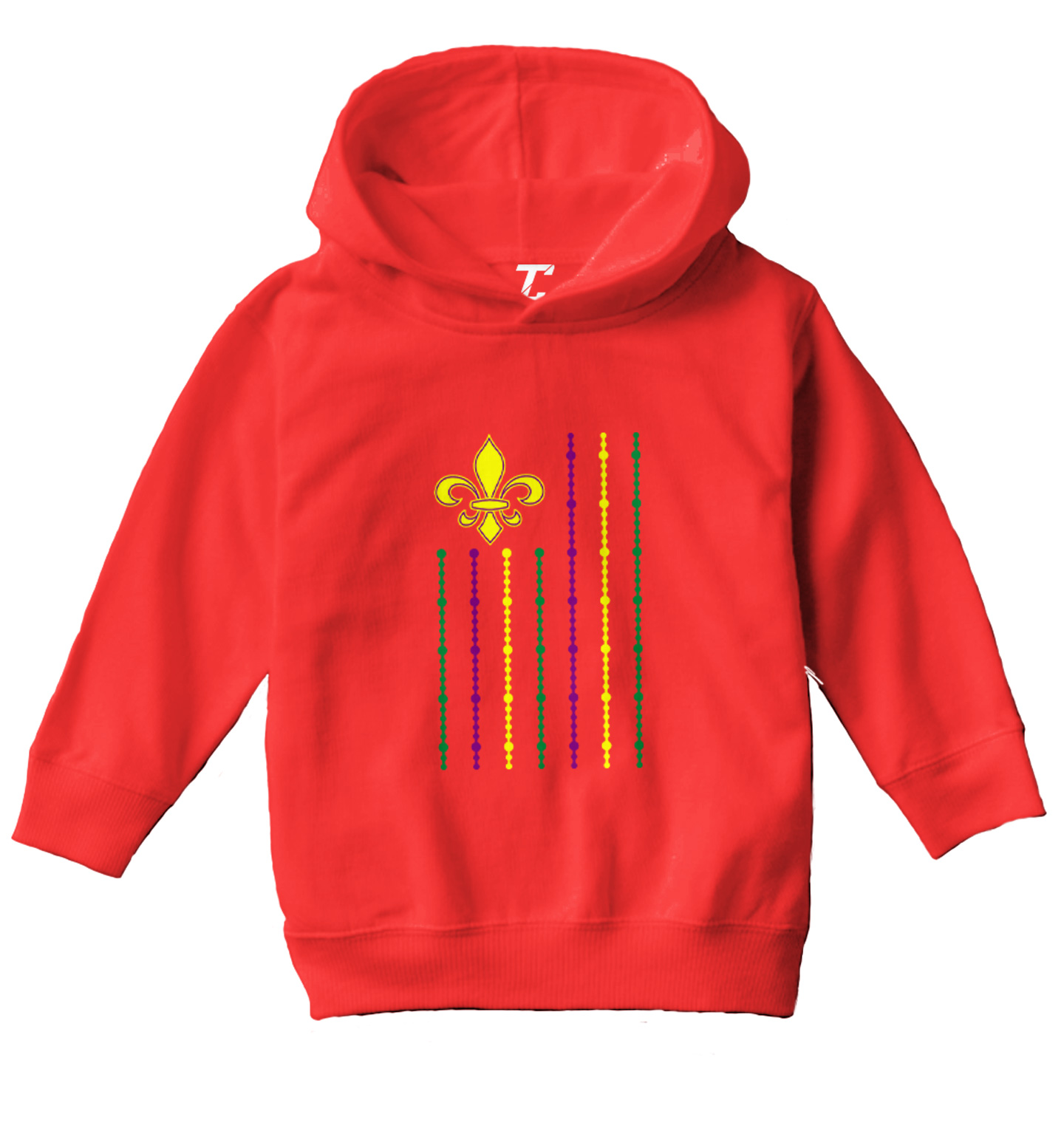 Fleur De Lis Flag With Beads Stripes - Mardi Gras NOLA Toddler/Youth Hoodie - Picture 10 of 12