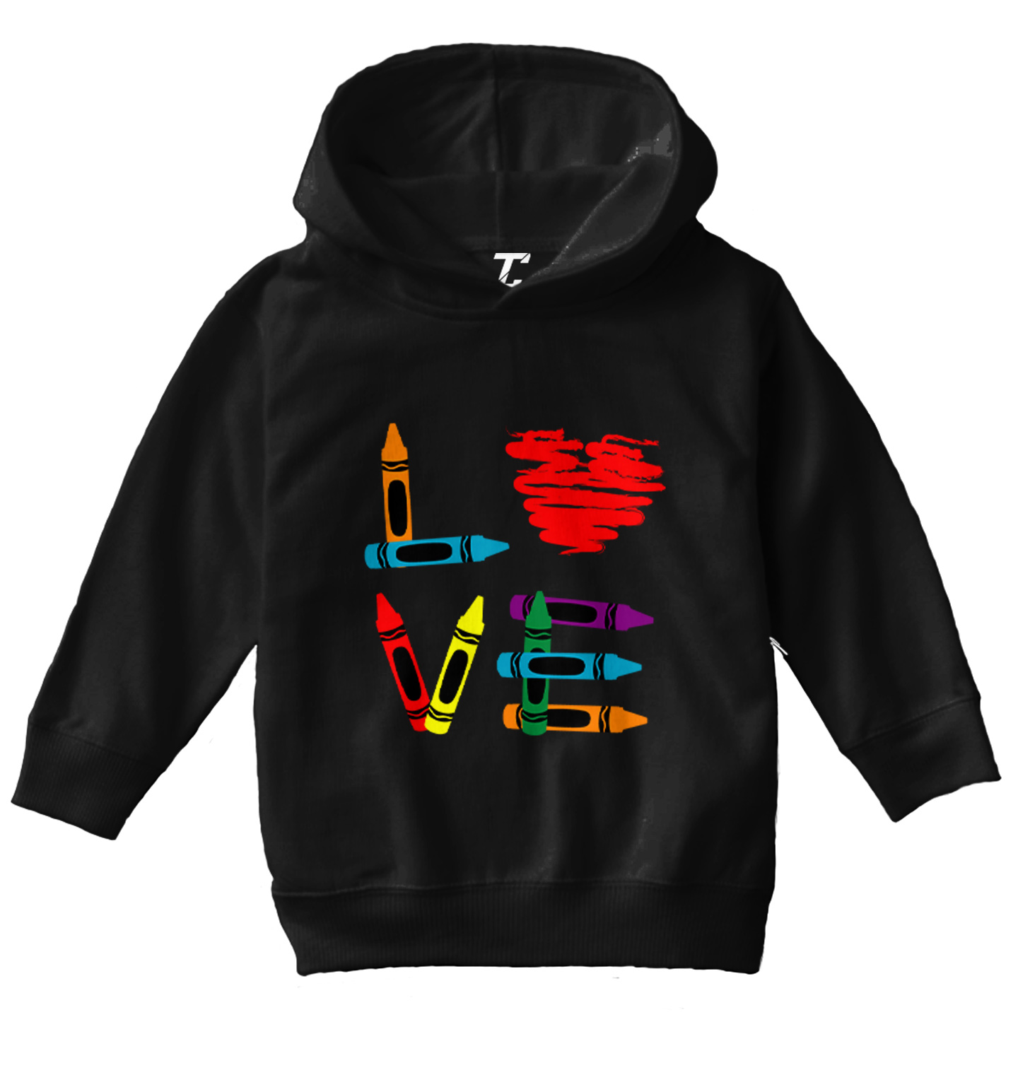 Love Crayons - Coloring Book Heart Artisit Creative Toddler/Youth Hoodie - Picture 2 of 12