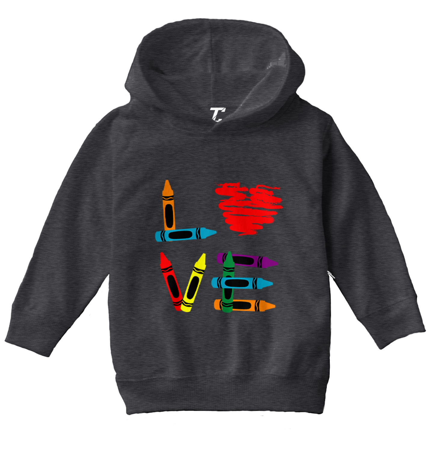 Love Crayons - Coloring Book Heart Artisit Creative Toddler/Youth Hoodie - Picture 3 of 12