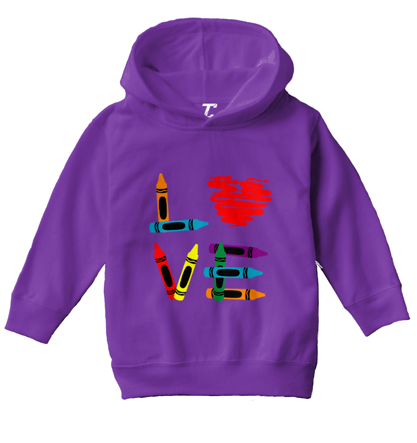 Love Crayons - Coloring Book Heart Artisit Creative Toddler/Youth Hoodie - Picture 9 of 12