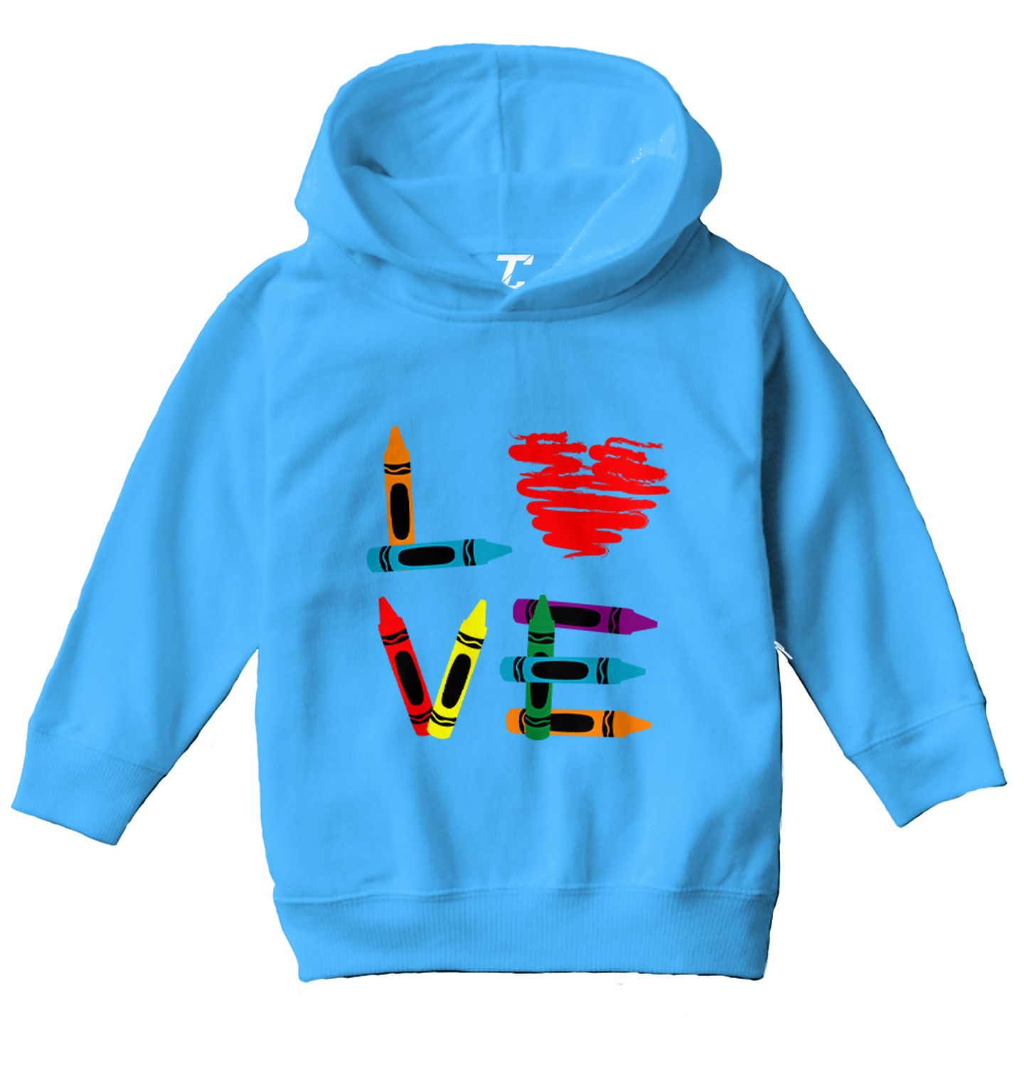 Love Crayons - Coloring Book Heart Artisit Creative Toddler/Youth Hoodie - Picture 12 of 12