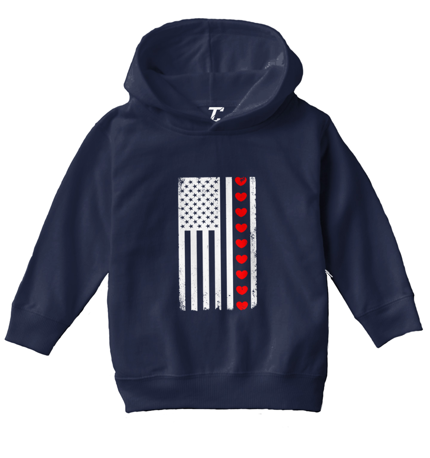 White American Flag With Hearts Stripe - USA Valentine Toddler/Youth Hoodie - Picture 7 of 12