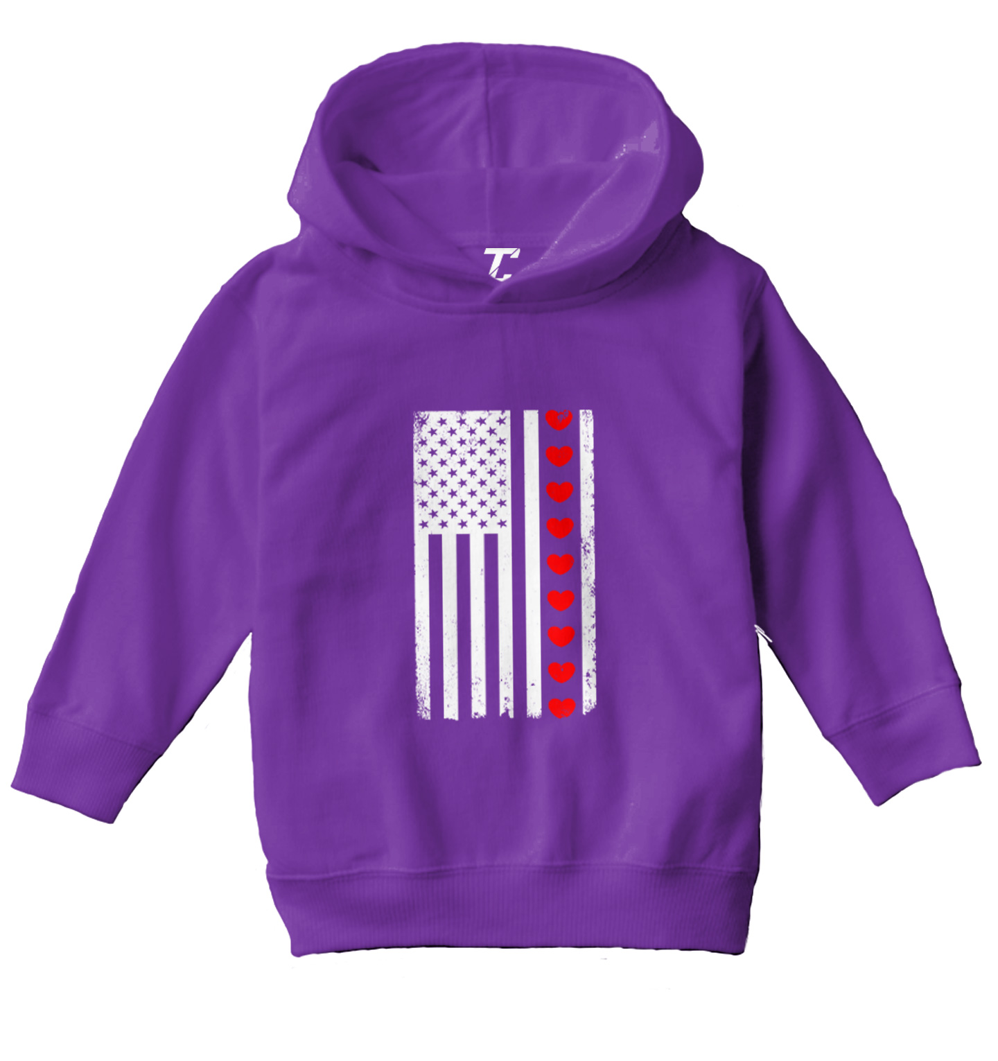 White American Flag With Hearts Stripe - USA Valentine Toddler/Youth Hoodie - Picture 9 of 12