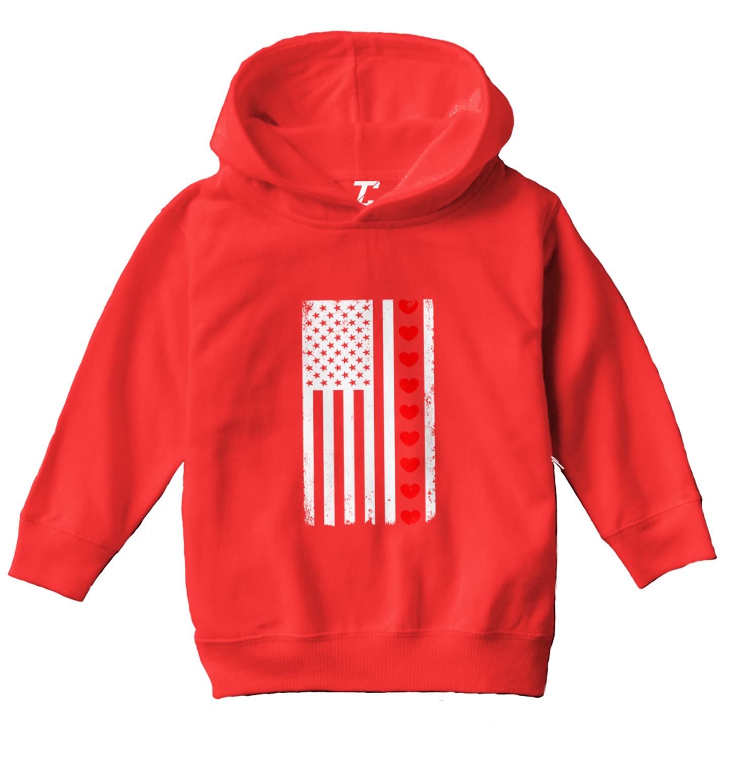 White American Flag With Hearts Stripe - USA Valentine Toddler/Youth Hoodie - Picture 10 of 12