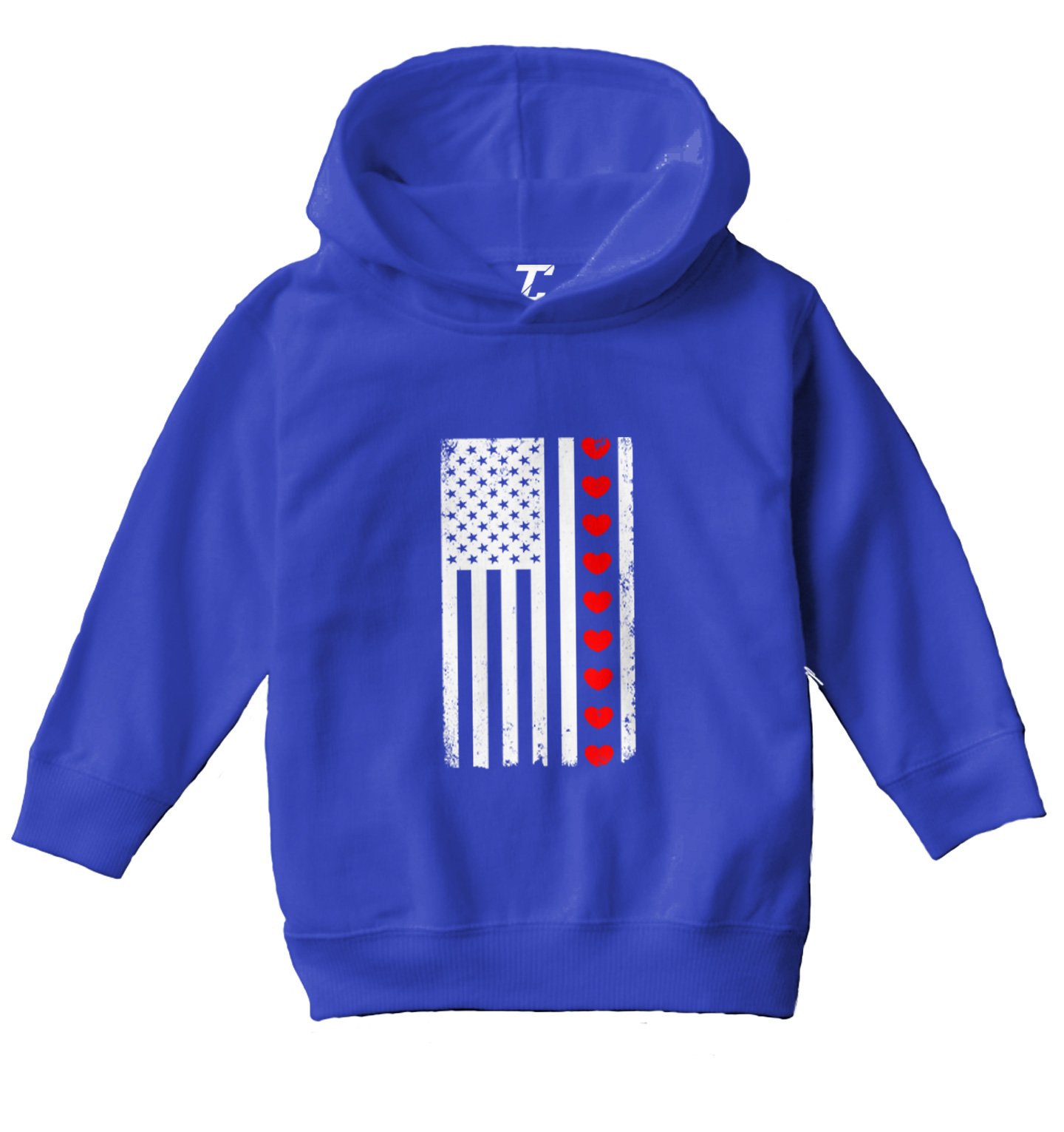 White American Flag With Hearts Stripe - USA Valentine Toddler/Youth Hoodie - Picture 11 of 12