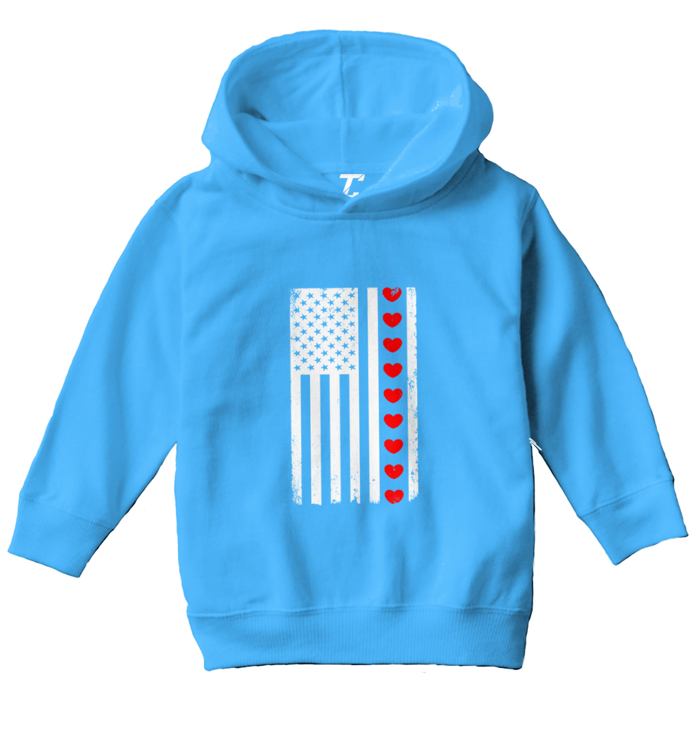 White American Flag With Hearts Stripe - USA Valentine Toddler/Youth Hoodie - Picture 12 of 12