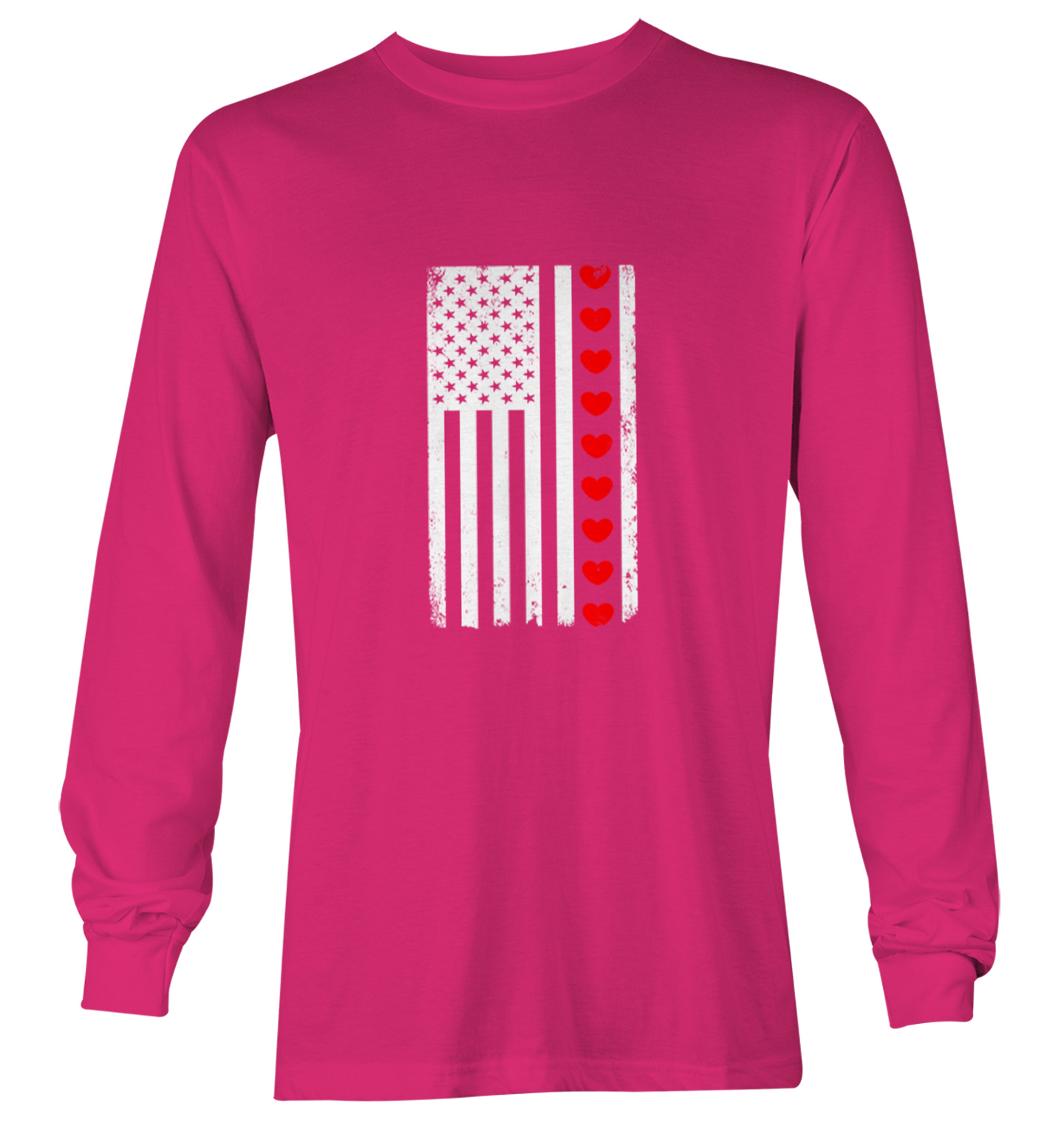 White American Flag With Hearts Stripe - USA Valentine Youth T-Shirt - Picture 18 of 20