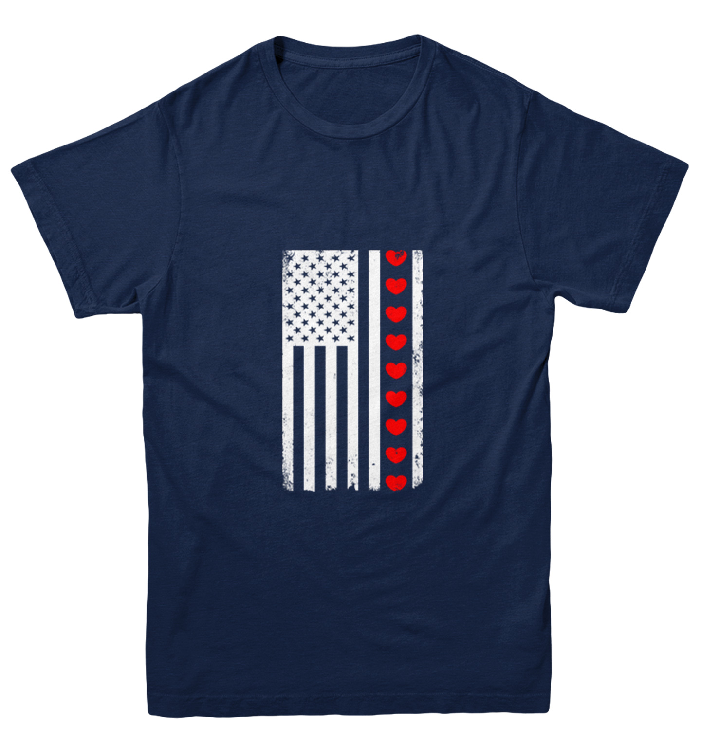 White American Flag With Hearts Stripe - USA Valentine Youth T-Shirt - Picture 7 of 20