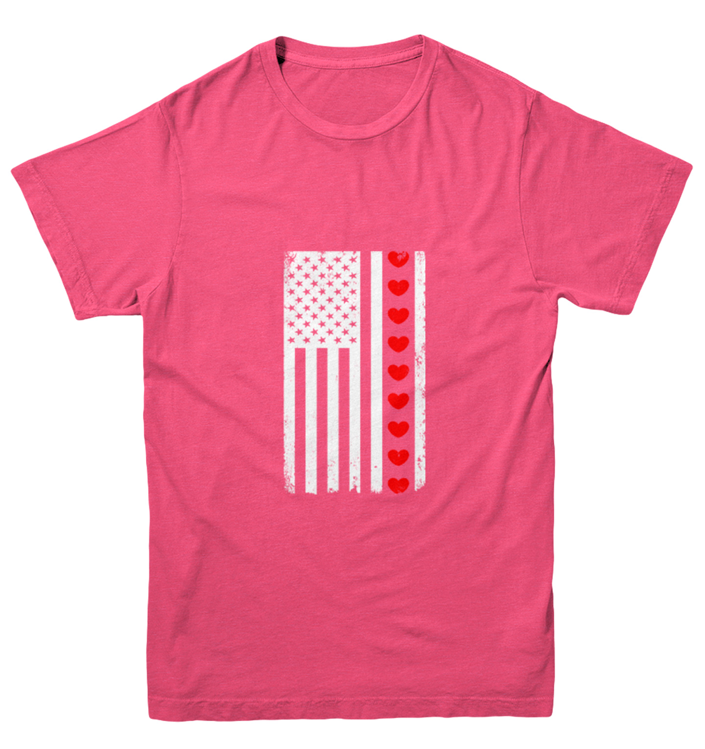White American Flag With Hearts Stripe - USA Valentine Youth T-Shirt - Picture 9 of 20
