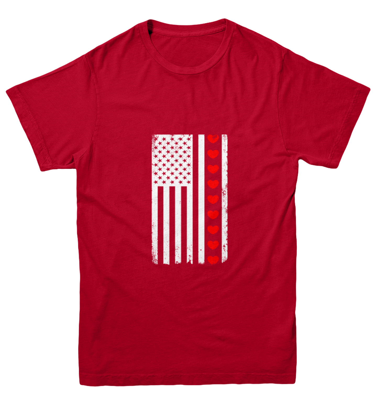 White American Flag With Hearts Stripe - USA Valentine Youth T-Shirt - Picture 11 of 20
