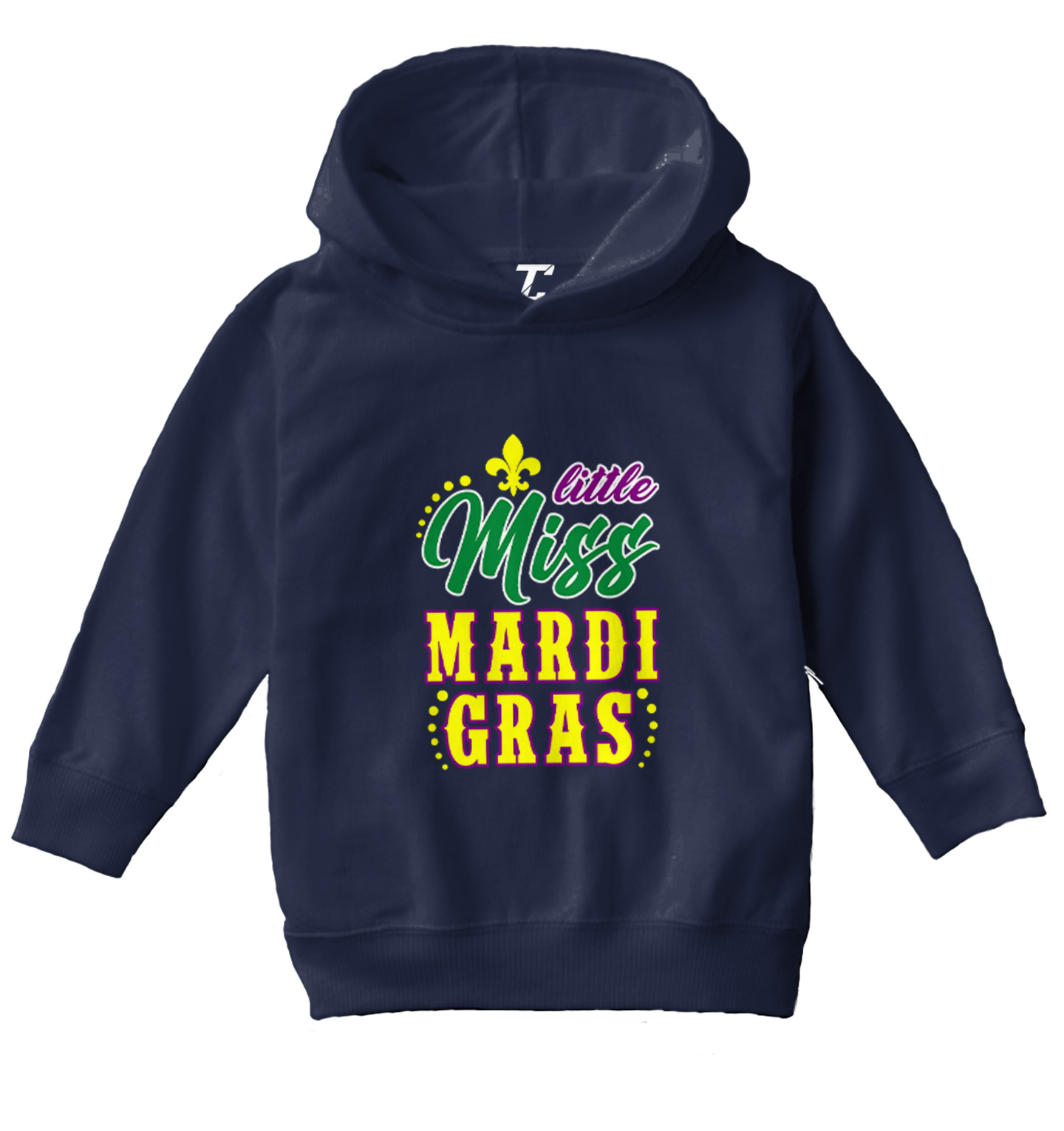 Little Miss Mardi Cras - Fleur De Lis Beads Nola Parade Toddler/Youth Hoodie - Picture 7 of 12
