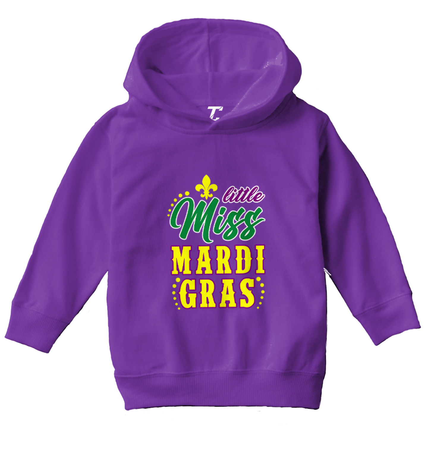Little Miss Mardi Cras - Fleur De Lis Beads Nola Parade Toddler/Youth Hoodie - Picture 9 of 12