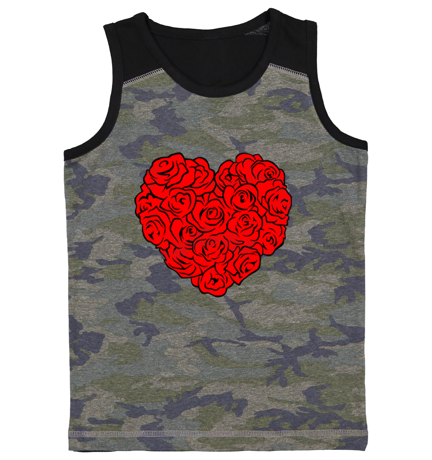 Heart Of Roses - Flowers Valentine's Day Bouquet Youth Contrast Tank Top - Picture 2 of 7