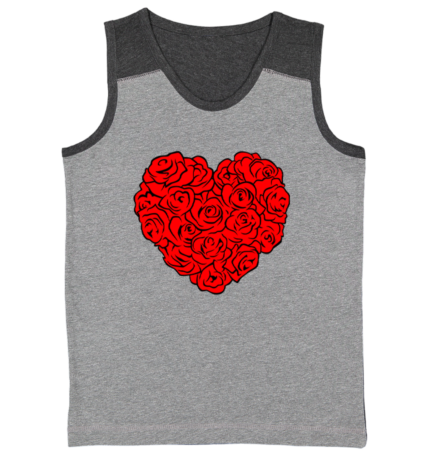Heart Of Roses - Flowers Valentine's Day Bouquet Youth Contrast Tank Top - Picture 3 of 7