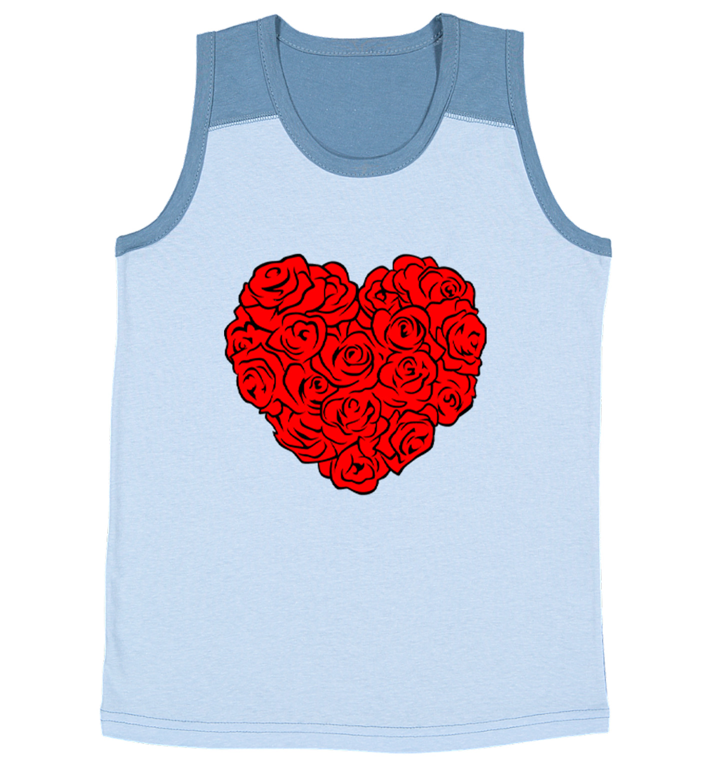 Heart Of Roses - Flowers Valentine's Day Bouquet Youth Contrast Tank Top - Picture 4 of 7