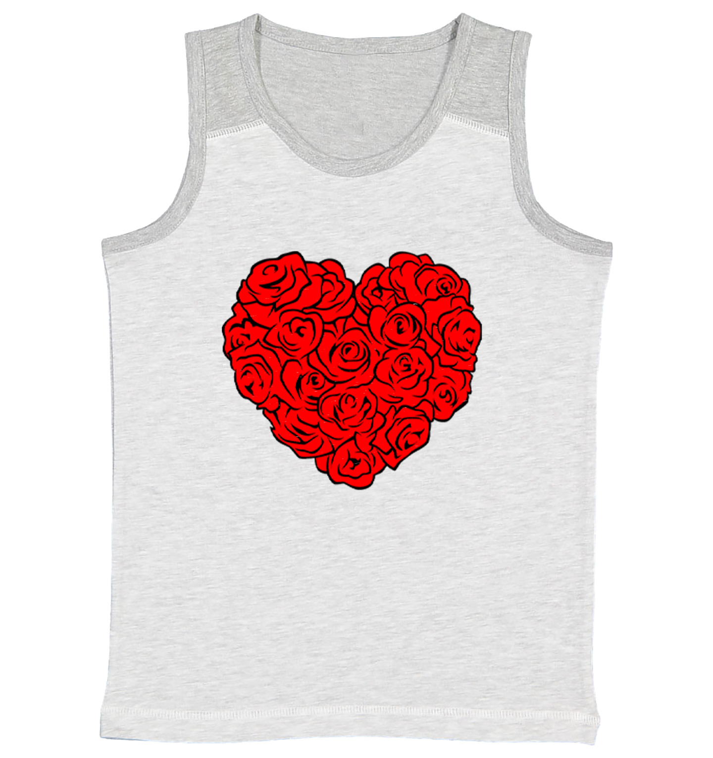 Heart Of Roses - Flowers Valentine's Day Bouquet Youth Contrast Tank Top - Picture 5 of 7