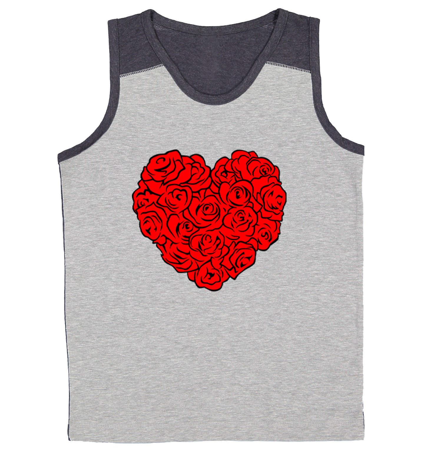 Heart Of Roses - Flowers Valentine's Day Bouquet Youth Contrast Tank Top - Picture 6 of 7
