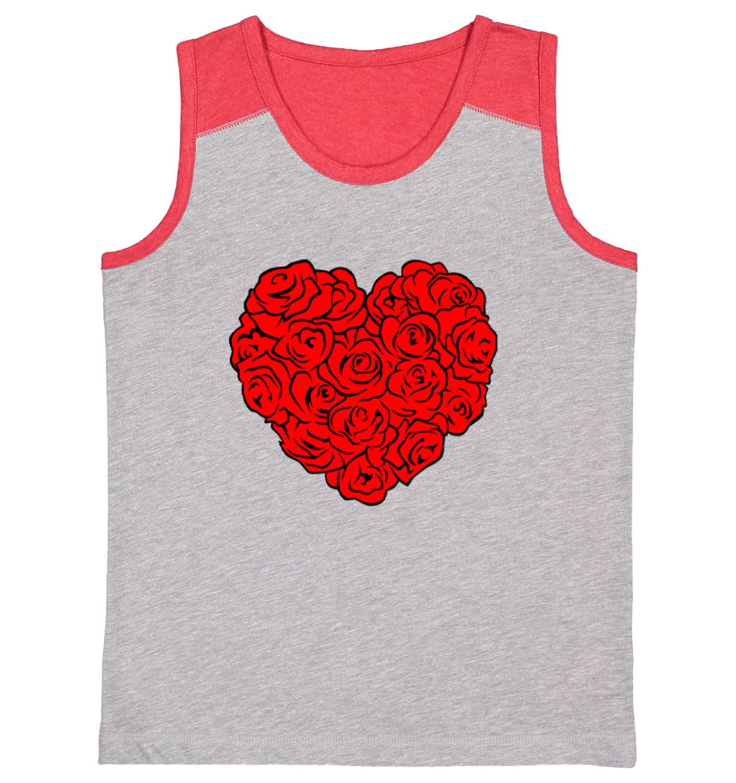 Heart Of Roses - Flowers Valentine's Day Bouquet Youth Contrast Tank Top - Picture 7 of 7