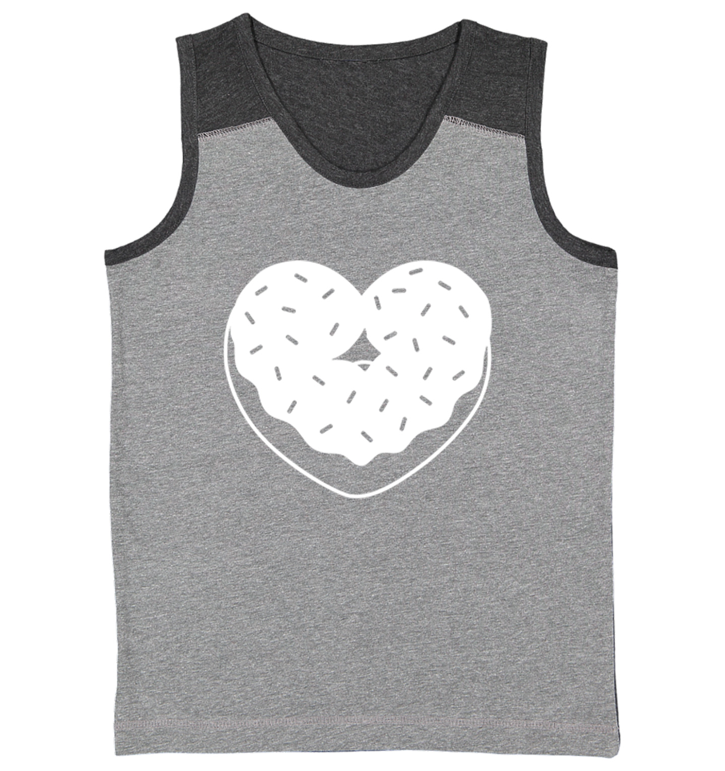 Heart Shaped Donut - Snack Sweet Desserts Food Lover Youth Contrast Tank Top - Picture 3 of 7