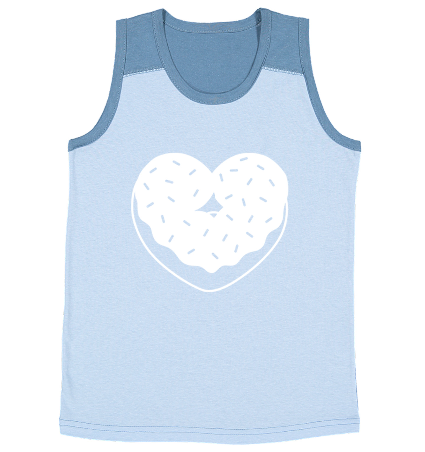 Heart Shaped Donut - Snack Sweet Desserts Food Lover Youth Contrast Tank Top - Picture 4 of 7