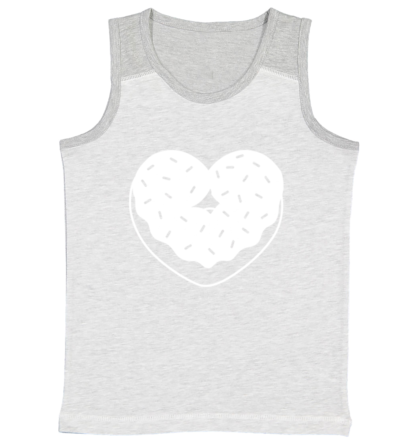 Heart Shaped Donut - Snack Sweet Desserts Food Lover Youth Contrast Tank Top - Picture 5 of 7