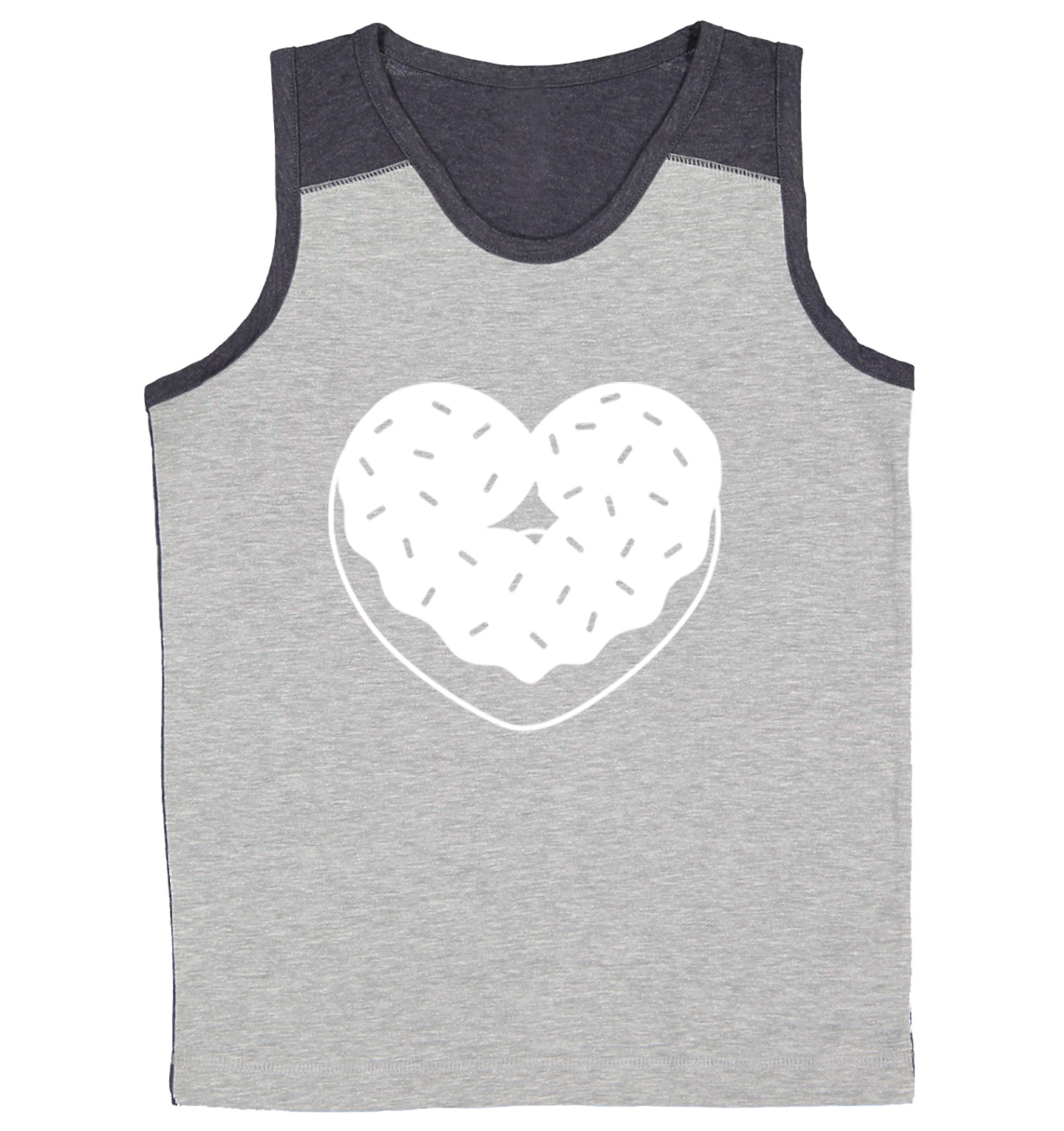 Heart Shaped Donut - Snack Sweet Desserts Food Lover Youth Contrast Tank Top - Picture 6 of 7