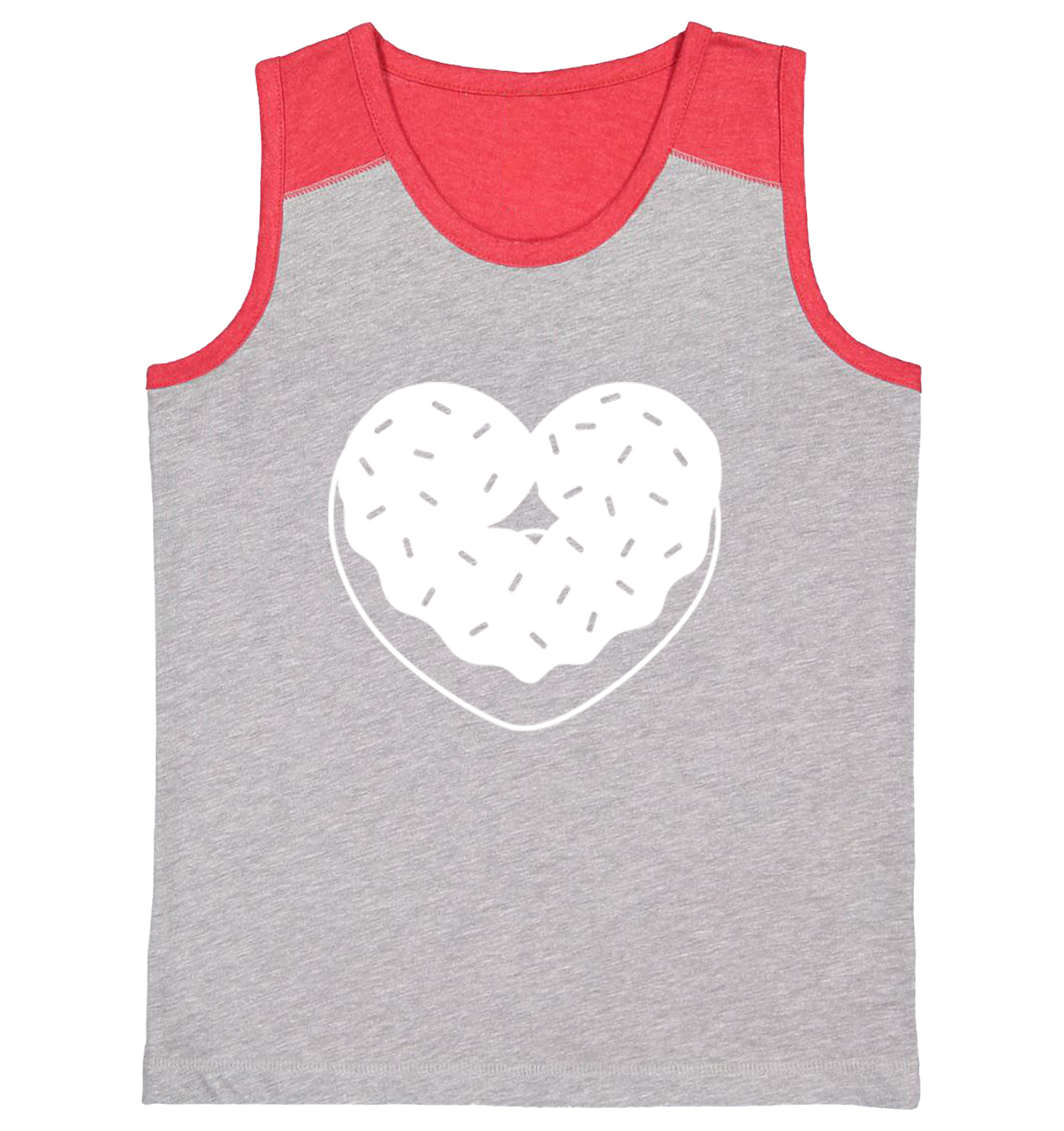 Heart Shaped Donut - Snack Sweet Desserts Food Lover Youth Contrast Tank Top - Picture 7 of 7