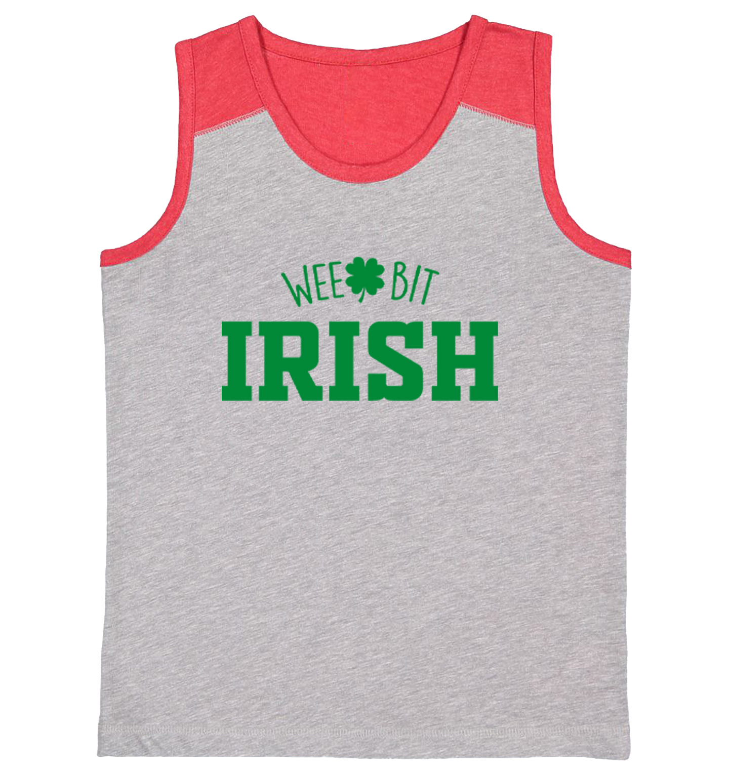 Wee Bit Irish - Luck Four Leaf Clover St. Patrick's Day Youth Contrast Tank Top - Picture 7 of 7