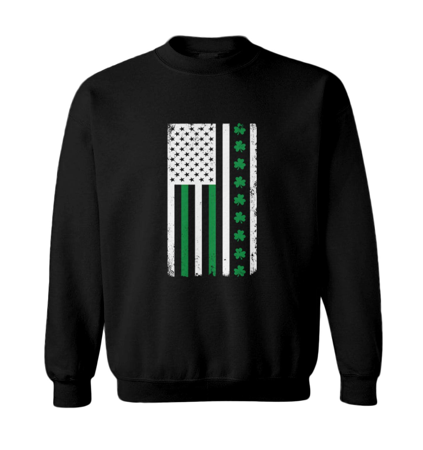 White American Flag With Shamrock Stripe - Irish Clover Toddler Crewneck Sweater - Picture 2 of 8