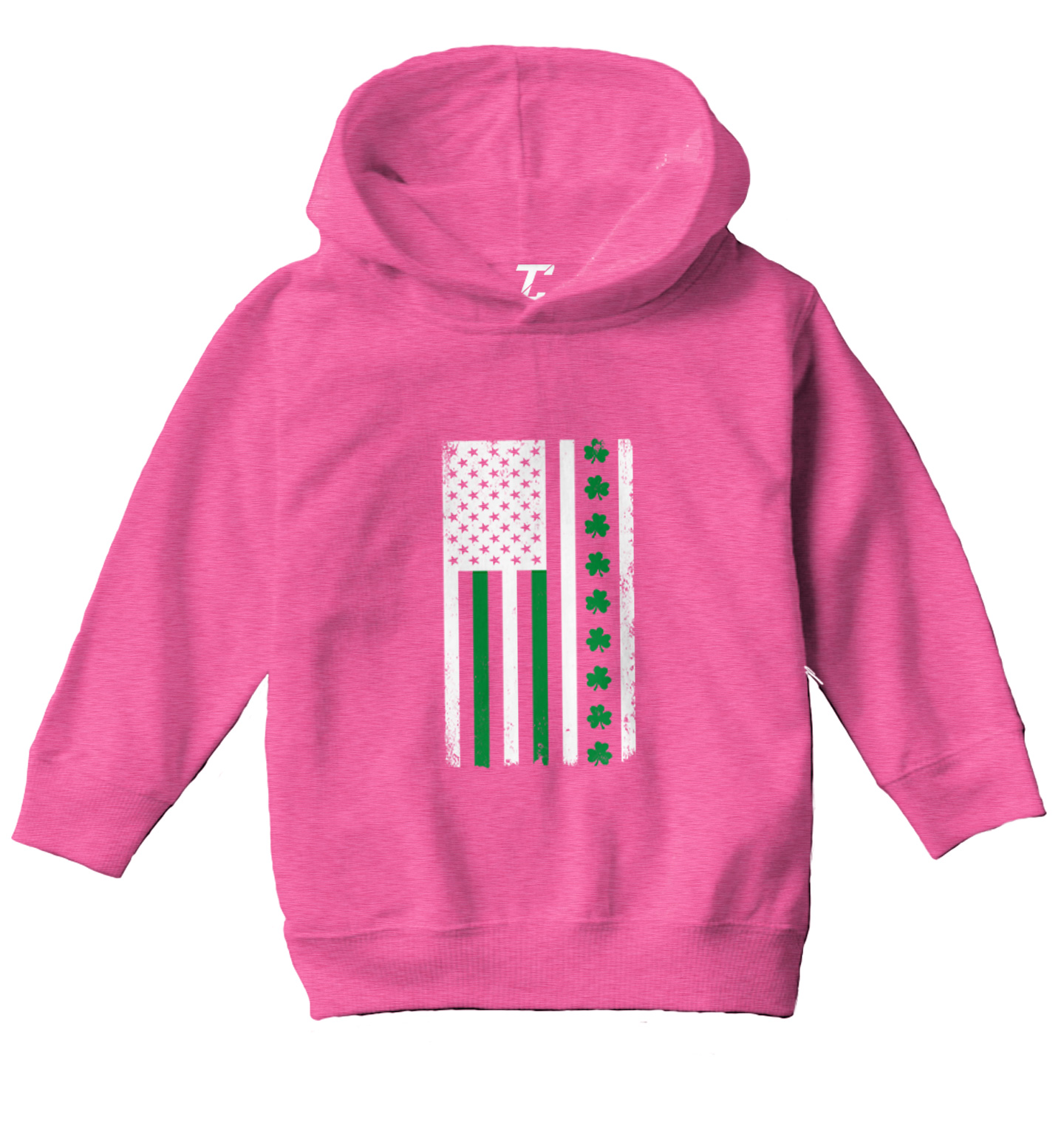 White American Flag With Shamrock Stripe - Irish Clover Toddler/Youth Hoodie - Picture 4 of 12