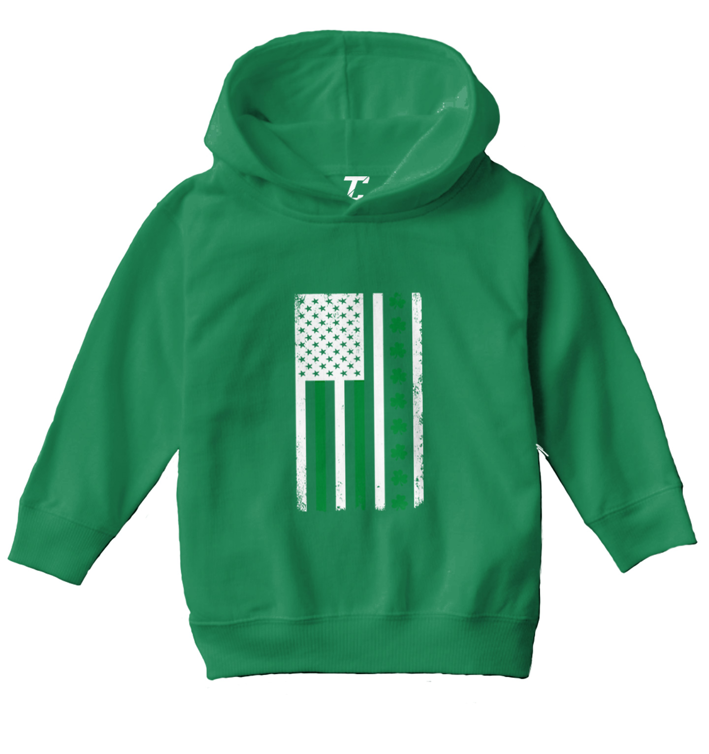 White American Flag With Shamrock Stripe - Irish Clover Toddler/Youth Hoodie - Picture 5 of 12