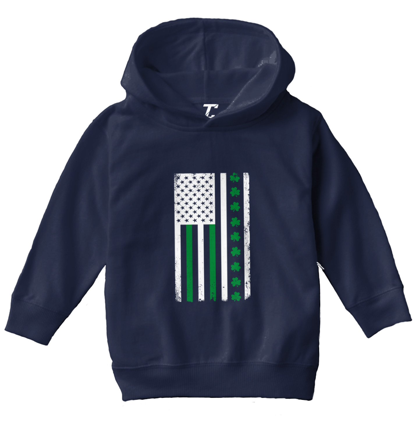 White American Flag With Shamrock Stripe - Irish Clover Toddler/Youth Hoodie - Picture 7 of 12