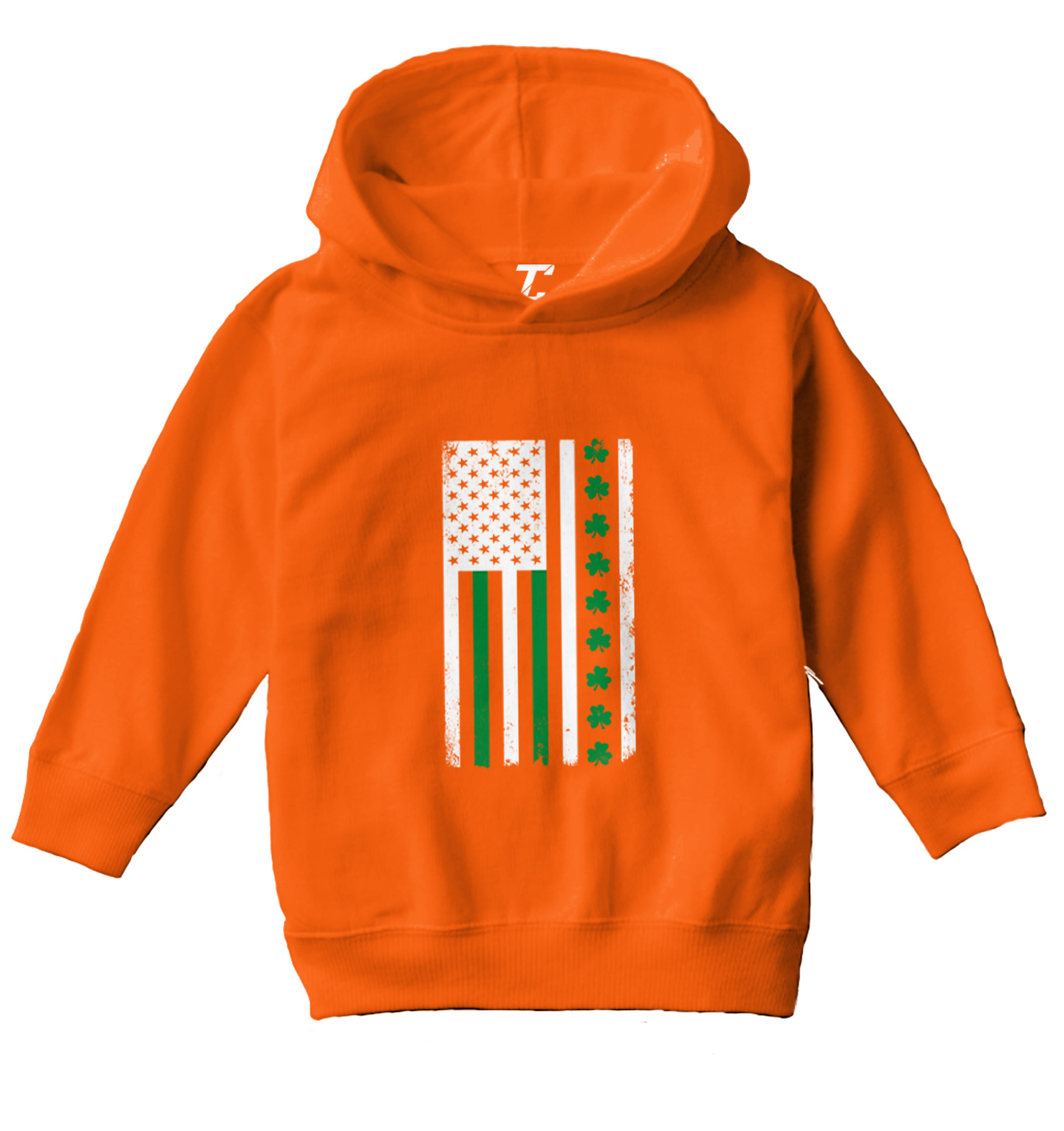 White American Flag With Shamrock Stripe - Irish Clover Toddler/Youth Hoodie - Picture 8 of 12